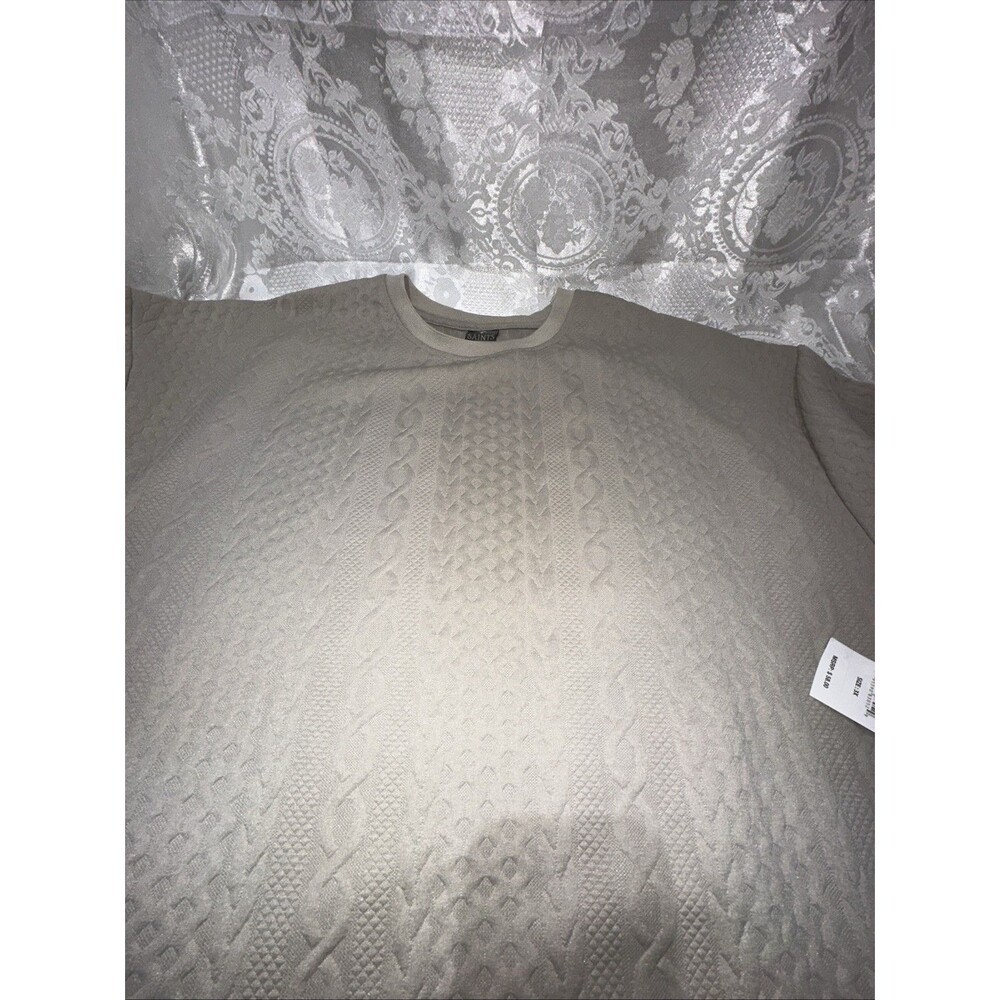 Saints Studio Men's Beige Geometric Crew Neck Short Sleeve T-Shirt 3X